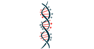 An illustration shows a vertical DNA strand.