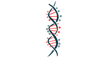 An illustration shows a vertical DNA strand.