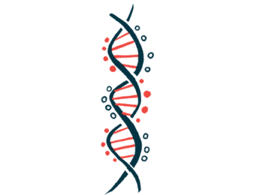 An illustration shows a vertical DNA strand.