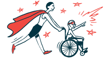 rare disease clinical trial participants | Friedreich's Ataxia News | Illustration of woman in cape pushing child in wheelchair