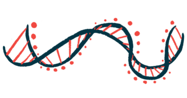 An illustration showing a strand of DNA.