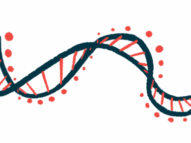 An illustration showing a strand of DNA.