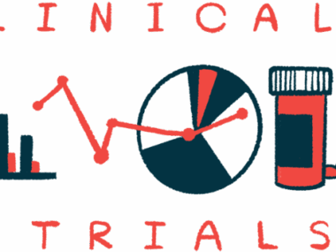 A bar graph, a pie chart, and a prescription medicine bottle and pills are seen sandwiched between the words 