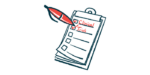 An illustration shows a clipboard marked 