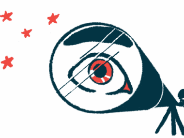 An illustration showing a person's eye in the center of a telescope.