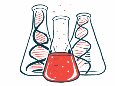 An illustration of flasks showing DNA strands and a liquid.