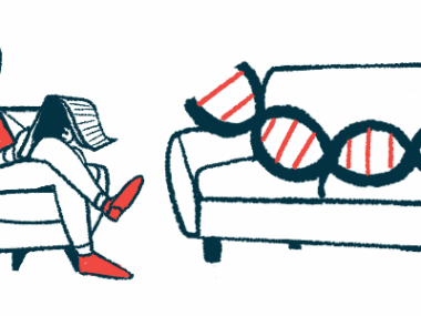 In a gene therapy illustration, a strand of DNA reclines on a couch in front of a therapist.