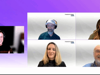 A screenshot shows participants joining in a Friedreich's ataxia webinar.