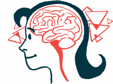 A person's head is shown in profile with the brain outlined.