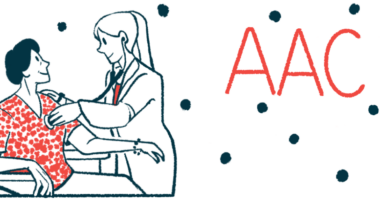 The acronym AAC is seen in large red letters alongside a doctor using a stethoscope to examine a patient sitting in a wheelchair.