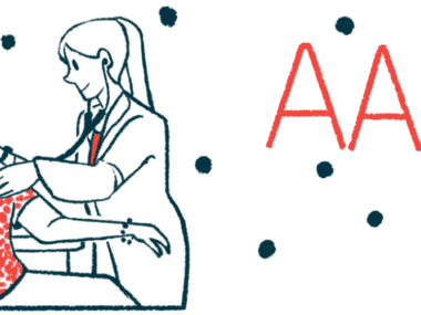 The acronym AAC is seen in large red letters alongside a doctor using a stethoscope to examine a patient sitting in a wheelchair.