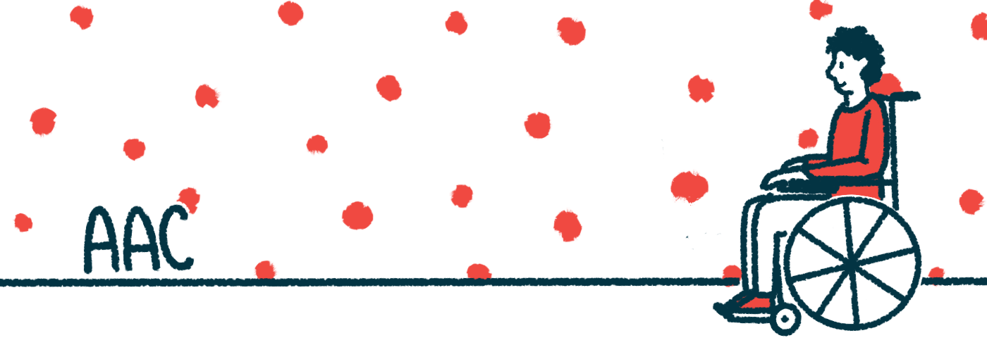 A person in a wheelchair is shown against a background with the letters 